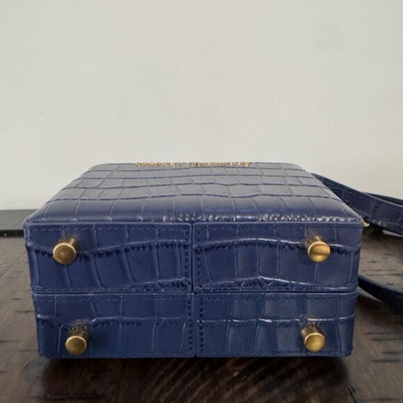 Brandon Blackwood Mini Kendrick Trunk Croc Leather Navy Blue - Picture 5 of 7